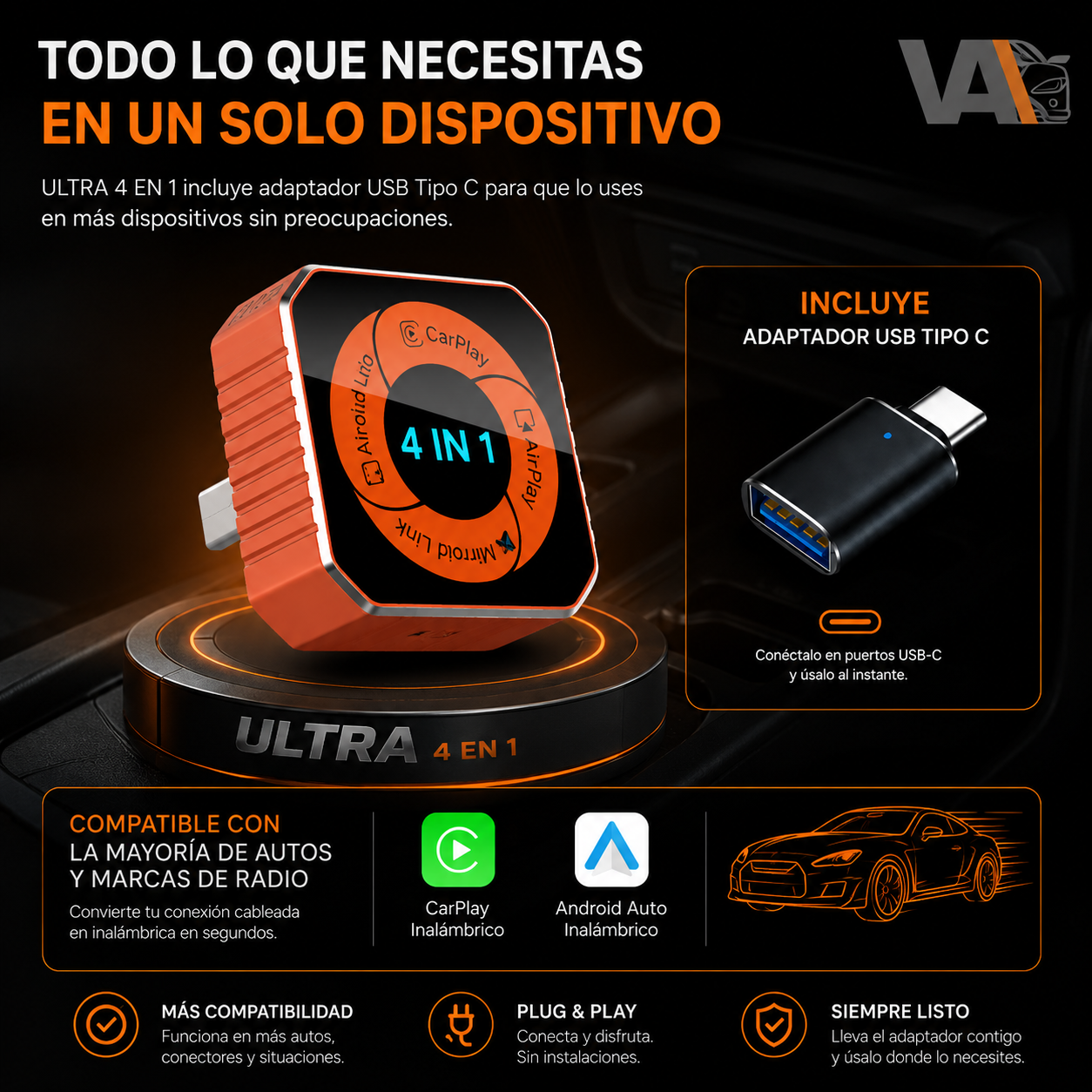 Adaptador Carplay ULTRA 4 en 1