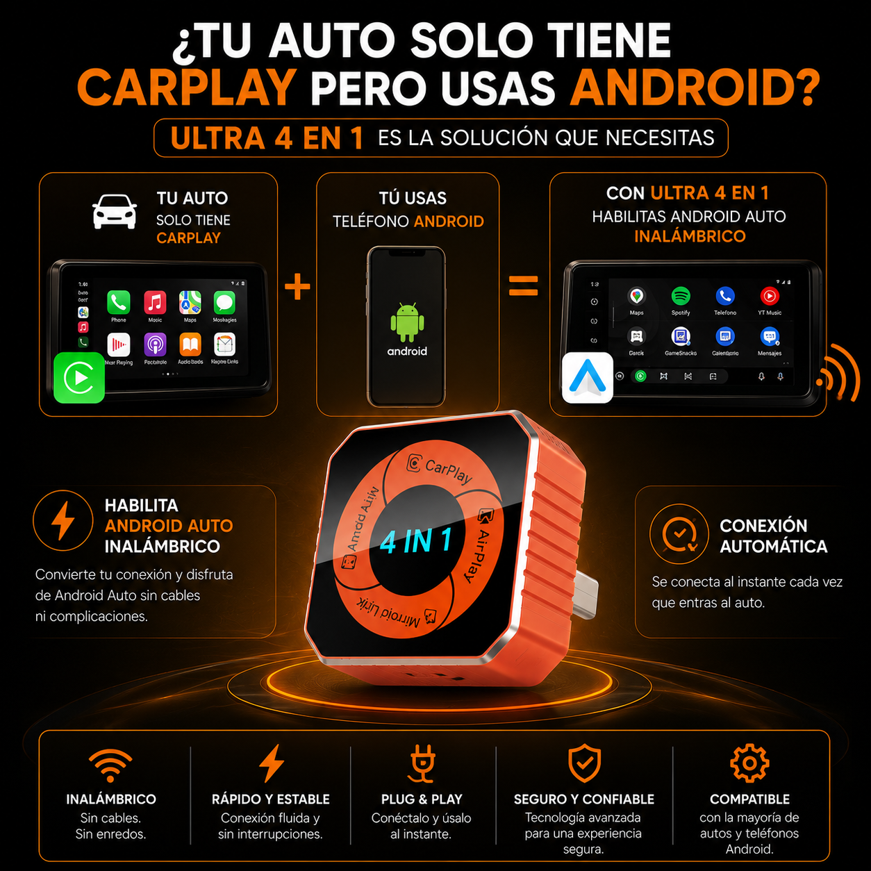 Adaptador Carplay ULTRA 4 en 1